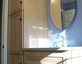 Wood Vanity and Linen Tower